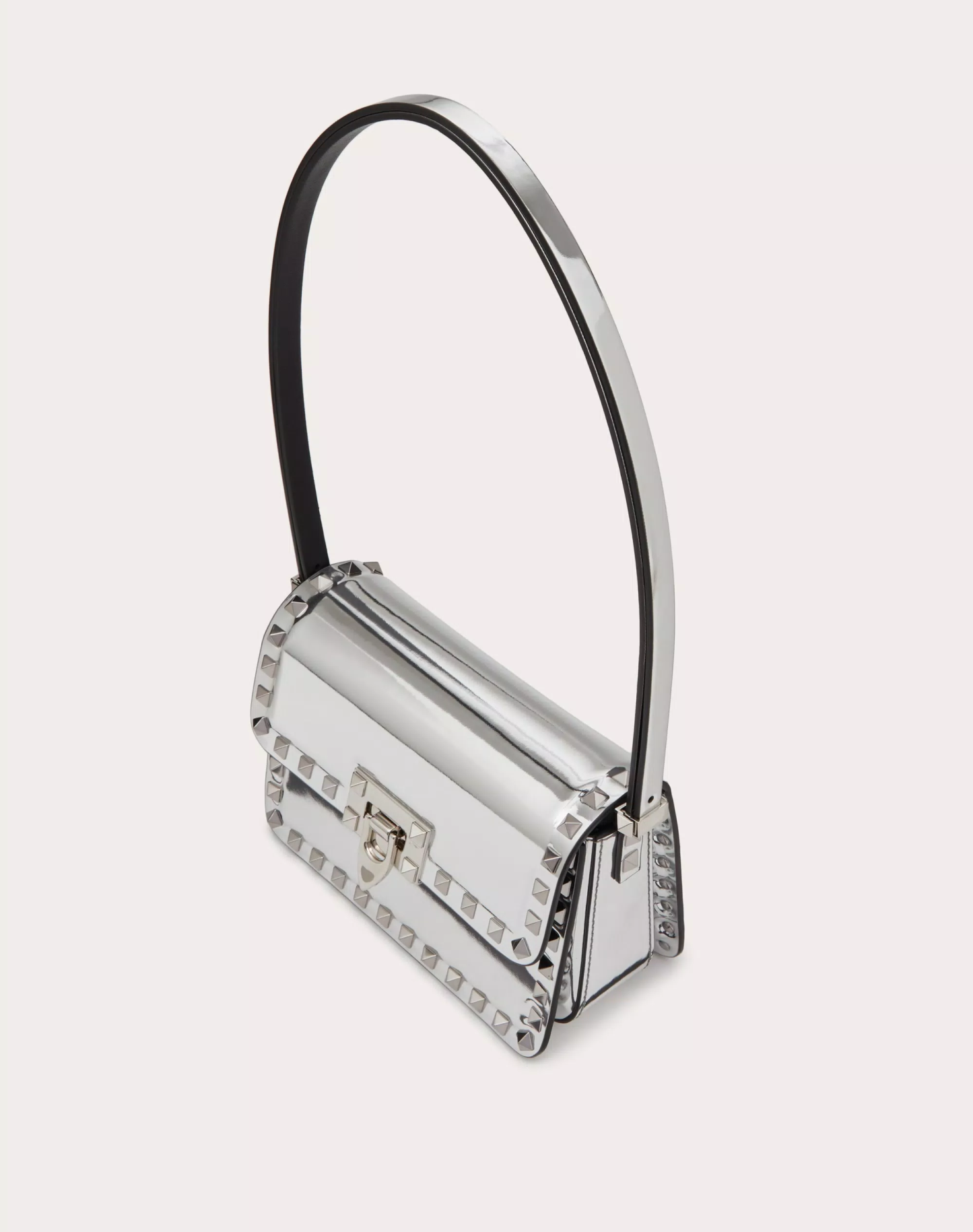 SMALL ROCKSTUD23 MIRROR-EFFECT CALFSKIN SHOULDER BAG